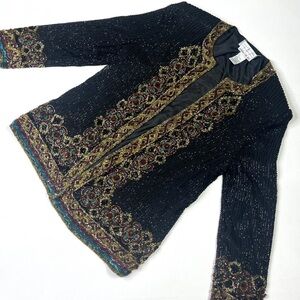 Niteline Della Roufogali Jacket Blazer Women’s Large 1994 Vintage BEADED
